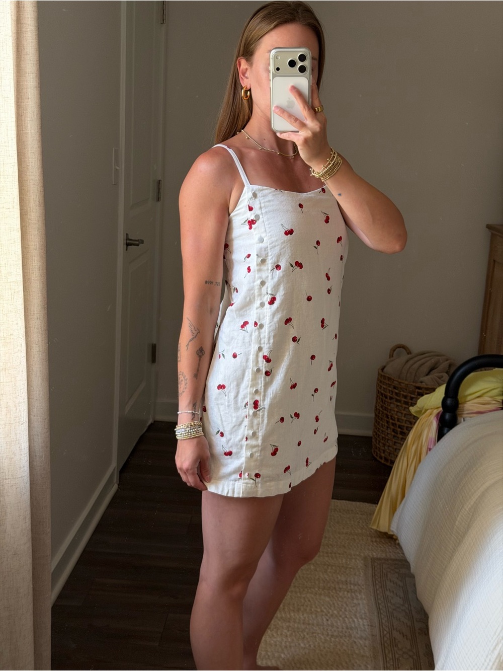 Abercrombie & Fitch White Cherry-Print Romper